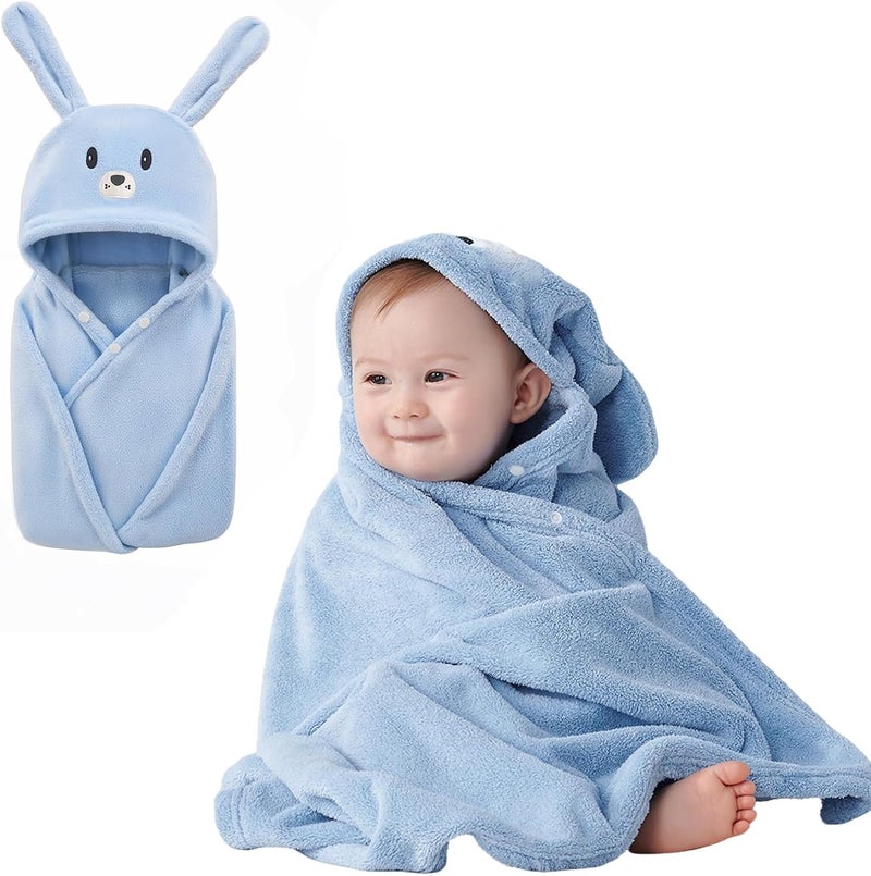 IFaryMes Toddler Bath Towel Baby Towels with Hood 27.5"X55" Ultra Absorbent Soft Bathrobe Blanket Kids Shower Towel for Girls and Boys(Sky Blue) - Image 1